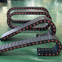 Chaîne porte-câbles flexible en nylon PA66 noir pour grue, chaîne de transport d'énergie, chaîne de protection de câbles