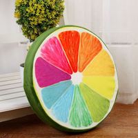 Coussin de sol rond en forme de fruit imprimé en 3D, coussin de siège, coussin décoratif orange