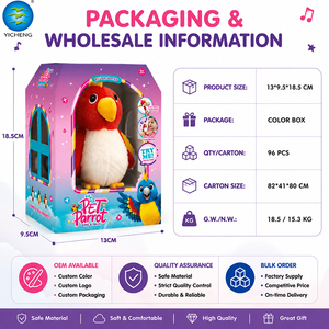 Jouet interactif en peluche perroquet parlant et chantant avec bracelet à claquer, jouet sensoriel éducatif précoce pour enfants - Product Image 6