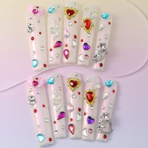 Uñas postizas acrílicas 3D de alta calidad, estilo ataúd/cuadradas, de cobertura completa, presionables, precio de fábrica al por mayor - Product Image 1