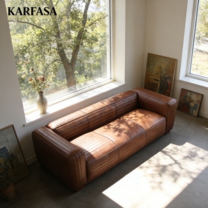 Divano Moderno di Lusso in Stile Industriale Vintage per Villa e Club, in Vera Pelle a Tre Posti Personalizzabile, Divano in Pelle Bovina - Product Image 3