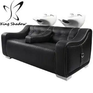 Kingshadow saç salonu mobilyası Modern siyah saç yıkama sandalyesi şampuan yatağı