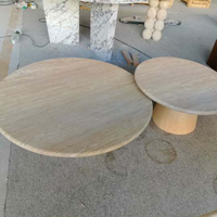 Centurymosaic – Ensemble de tables basses et d'appoint rondes en travertin beige, taille personnalisée pour salon, maison, projet de villa