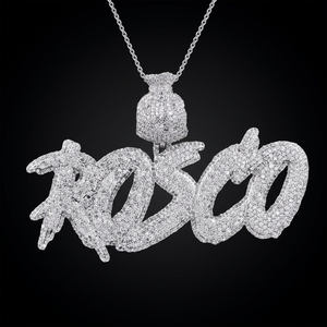Colgante Personalizado de Nombre con Moissanita Chapado en Rodio Estilo Hiphop Iced Out, Amuleto de Plata 925 Rosco con Bolsa de Dinero, Joyería de Lujo para Fiesta Unisex - Product Image 1