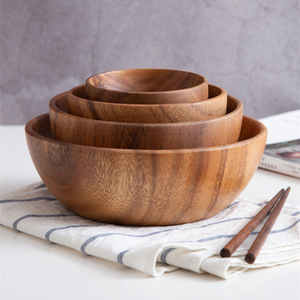 Eco-Friendly Large <strong>Wooden</strong> <strong>Bowl</strong> with Lid for Sale Small <strong>Wooden</strong> Bowle Plates for Salad <strong>Dough</strong> Food for Travel - Product Image 1