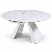 Ensemble de table à manger extensible moderne de luxe, meubles de cuisine rétractables, plateau en pierre frittée marbrée, table à manger extensible