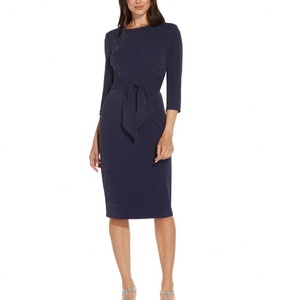 Vestidos Ajustados Azules hasta la Rodilla para Mujer, Vestido Formal con Mangas Largas y Vendaje, Nueva Moda - Product Image 2