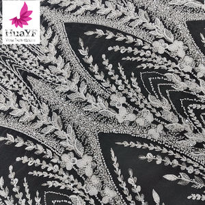 HY3357 Último Modelo de Encaje Francés Blanco con Bordado, Lentejuelas 3D y Perlas, para Vestidos de Novia Africanos Aso Ebi, Venta al por Mayor - Product Image 3