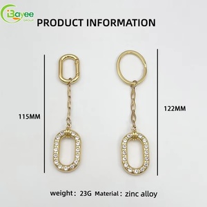 Diverse Craftsmanship Wholesale Factory Golden Oval-shaped Hollow With Rhinestone Keychain for Bag /<b>access</b> <b>Control</b> <b>Cards</b> - Product Image 2
