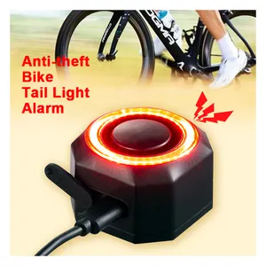 Alarma de seguridad para vehículos IP65 a prueba de agua, luz trasera LED para bicicleta, lámpara trasera recargable por USB, tija de sillín montada para luz trasera de bicicleta