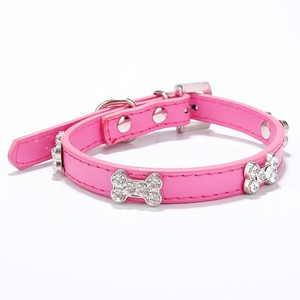 Puppy <strong>Bells</strong> Bone Charm Classic Print PU Pet <strong>Dog</strong> <strong>Collar</strong> <strong>for</strong> Small Medium Large - Product Image 2