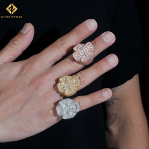 S925 Sterling <b>Silver</b> Full Pave Moissanite Men's Cross Moissanite Cocktail <b>Ring</b> 18K Gold <b>Emerald</b> Cut Luxury Unisex Party <b>Ring</b> - Product Image 5