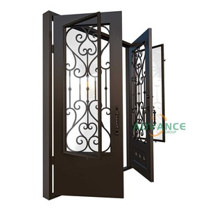 Casa barata seguridad externa rústica metálica puerta <span class=keywords><strong>de</strong></span> <span class=keywords><strong>entrada</strong></span> principal catálogo personalizado doble hierro forjado <span class=keywords><strong>puertas</strong></span> <span class=keywords><strong>de</strong></span> <span class=keywords><strong>entrada</strong></span> <span class=keywords><strong>de</strong></span> diseño - Product Image 3