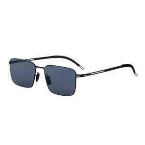 Lunettes de soleil polarisées à monture carrée Hl-8612 pour hommes, monture en plastique noir et métal, protection UV400, pare-soleil de classe 2 - Product Image 5