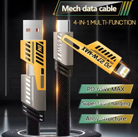 Kabel Pengisian Cepat Multi-Braided 4 in 1 65W untuk Ponsel/Tablet/Dll.
