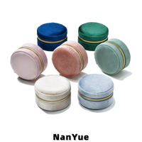 Nueva Caja Redonda Pequeña de Terciopelo para Joyería, con Cierre y Logotipo Personalizado, para Guardar Anillos, Collares y Aretes, Organizador Portátil