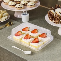 Vente flash - Contenants à gâteau rectangulaires en plastique transparent, jetables, en PET, pour la pâtisserie, emballage pour supermarchés