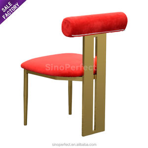 Chaises de banquet de mariage élégantes empilables en acier inoxydable doré de luxe à prix avantageux, chaise de salle à manger - Product Image 3