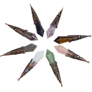 XuQian-péndulos de Chakra para sanación, cristal Natural de cuarzo, venta al por mayor
