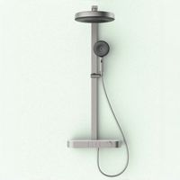 Robinet de douche mural thermostatique numérique à affichage numérique, entièrement en laiton, avec noyau en céramique, design moderne et minimaliste, grand jet supérieur apparent