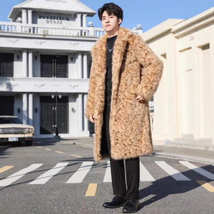 Manteau long tendance pour <span class=keywords><strong>homme</strong></span> en fausse fourrure de vison, épais et chaud, imprimé léopard, écologique, en peluche, pour l'hiver - Product Image 4