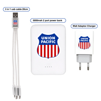 Usine OEM/ODM, accessoires de téléphone portable personnalisés avec logo, ensembles cadeaux promotionnels, kit de voyage portable comprenant une batterie externe, un câble et un chargeur