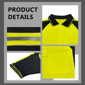 Trong kho Hi VIS an toàn polo Áo sơ mi khả năng hiển thị cao phản quang polo Áo sơ mi đường làm việc Ngắn Tay Áo sơ mi an toàn cho nam giới - Product Image 4