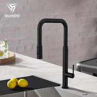 Robinet de cuisine monocommande noir mat en laiton à montage sur plan avec douchette extractible pour évier de cuisine - Vente en gros