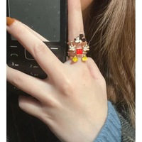 Cincin Tikus Lucu Bergaya Kartun, Aksesoris Unik, Cincin yang Dapat Diatur untuk Anak Perempuan