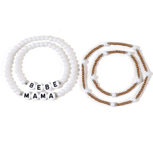 Juego de pulseras MAMA BABE de cuentas de semillas blancas de cuatro piezas Regalos para mamá <span class=keywords><strong>Hija</strong></span> Día de la madre - Product Image 4