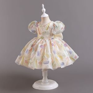 Abiti <span class=keywords><strong>Eleganti</strong></span> per Bambine, Vestito Principessa in Tulle a Maniche Corte, Abito Estivo per Compleanno, Abbigliamento per Bambine - Product Image 3