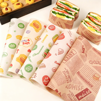 Papier d'emballage pour sandwichs, hamburgers, poulet frit et frites, 30*30cm, qualité alimentaire, résistant à la graisse, avec logo imprimé personnalisé, vente en gros