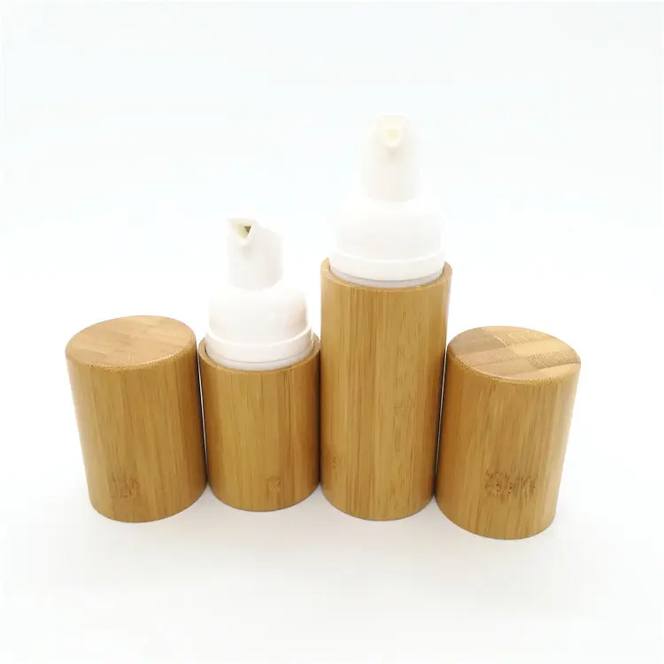 OEM OEMカスタム30ml 50ml 70ml竹製化粧品香水瓶竹製フォームポンプキャップ付き液体石鹸ボトル