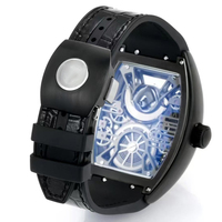 Montre mécanique manuelle de précision à tourbillon central squeletté, lumineuse, étanche, en céramique noire, d'un savoir-faire exquis