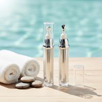 Flacon à pompe sans air en acrylique de 10 ml et 15 ml, couleur argent brillant personnalisée, pour crème pour les yeux