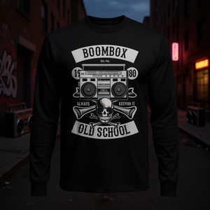 Camiseta de Manga Larga Estilo Boombox Clásico, Camiseta Promocional Estilo Gangster Hip-Hop Clásico - Product Image 3