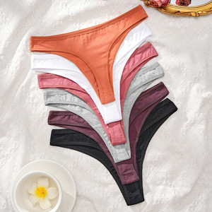 Slip <span class=keywords><strong>perizoma</strong></span> sexy da donna, nuovo, 95% cotone, senza cuciture, monopezzo, tinta unita, lavorato a maglia con logo <span class=keywords><strong>in</strong></span> vita - Product Image 3