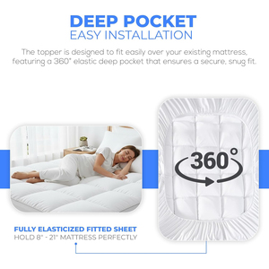 Cubrecolchón Extra Grueso y Refrescante, Protector <span class=keywords><strong>de</strong></span> Colchón Acolchado Suave que Reduce el Dolor, Alternativa <span class=keywords><strong>de</strong></span> Plumón, Parte Superior Acolchada - Product Image 5