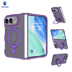 Étui pliable pour <span class=keywords><strong>iPhone</strong></span> 18 Ultra, violet mat, doux au toucher, avec support anneau de maintien, personnalisé, antichoc, magnétique - Product Image 1