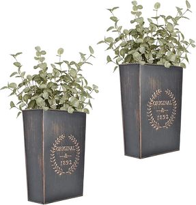 Decorative Metal Wall <b>Hanging</b> Flowerpot Vintage Iron Planter for Indoor & Outdoor Garden Rustic <b>Hanging</b> Flower <b>Basket</b> - Product Image 1