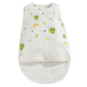 Baby sleeping bag 6 layers pure cotton gauze sleeveless newborn children sleeping anti-kick wearable blanket for boy and girl