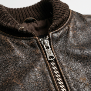 Chaqueta de Motociclista de Cuero Vintage para <span class=keywords><strong>Mujer</strong></span>, Corta, Estilo Bomber, Lavado al Aceite, Color Marrón Espresso, Resistente al Viento e Impermeable para Invierno - Product Image 4