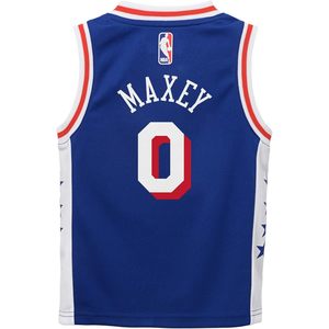 Maillot de basket-ball FOXA Tyrese Maxey Philadelphia 76ers NBA pour enfants de 4 à 7 ans, bleu, col en V - Product Image 3