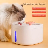 Fontaine à eau pour chat ultra silencieuse 2,6 L, alimentation USB, arrêt automatique, capteur, lumière LED nocturne, facile à nettoyer, distributeur d'eau pour animaux de compagnie