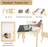 Table sensorielle avec double panneau et 2 chaises, table à sable et à eau multifonctionnelle en bois pour enfants
