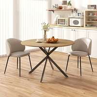 Belle table de salle à manger en bois naturel, ronde, durable, de haute qualité, moderne et écologique, avec pieds en métal