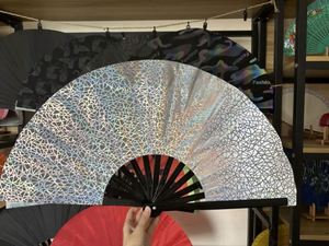 พัดไม้ไผ่แกะสลักลายเลเซอร์สะท้อนแสงสีรุ้งแฟนตาซีวัสดุใหม่สำหรับงานเทศกาล - Product Image 2