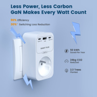 Enchufe Inteligente Tuya WiFi de 65W GaN con Doble USB-A y Tipo C para Oficina Comercial