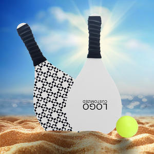 Juego de raqueta de tenis de playa de madera para niños con logotipo personalizado impreso, pelota de paleta deportiva de PVC PP con patrón de madera - Product Image 1
