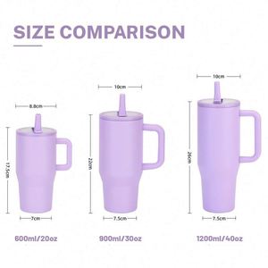 Custom logo 40oz 30oz 20oz Sports Vacuum Cup Stainless Steel Travel Coffee <b>Mug</b> Insulated Tumbler with Handle and Flip Straw Lid - Product Image 2